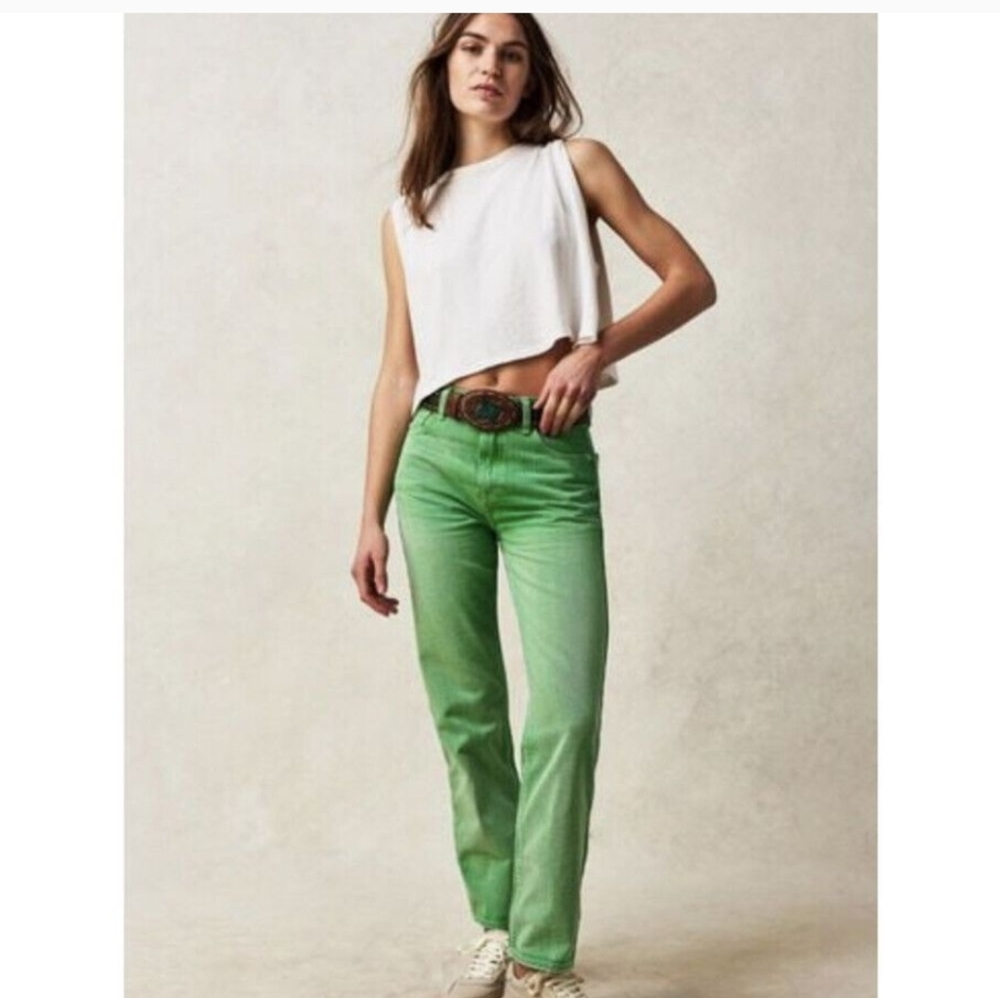 We The Free High Rise Green Jeans